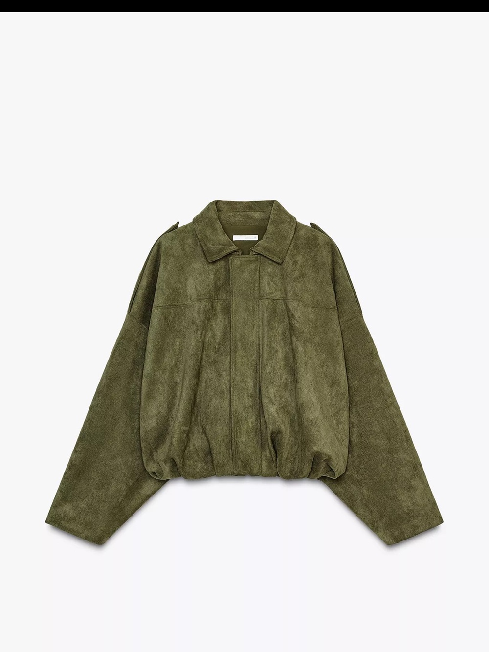 Zara Olive Green Suede-Look Bomber Jacket
